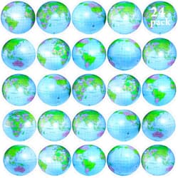 Sotiff 24 Pack 16 Inches Inflatable World Globe Beach Balls Blow up Earth Beach Ball Large Pool Toys for Party Birthday Party Favor Luau Decorations