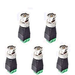HKBTM bnc Connector DC BNC Male Female Connector Coax CAT5 Video Balun Adapter Plug for Led Strip Lights CCTV Camera Accessories (5pcs BNC Male)