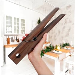 Honeydak 12 Inches Giant Clothespin with Adhesive Jumbo Wooden Clothespins Large Clothes Pin Towel Holder Wooden Clothes Clips Gift for DIY Craft Winter Spring Christmas Farmhouse Nursery Bathroom Laundry Room