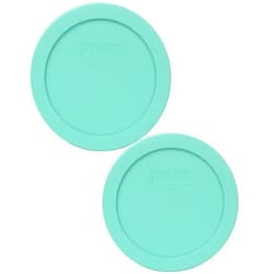 Pyrex 7200-PC Sea Glass Blue Round Plastic Food Storage Lid, Made in the USA - 2 Pack
