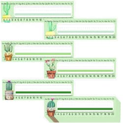 TaoBary 60 Pcs Watercolor Cactus Students Nameplate Classroom Flat Nameplate Name Tag School Classroom Student Desk Teaching Supplies Back to School Decoration, 12 x 4 Inches