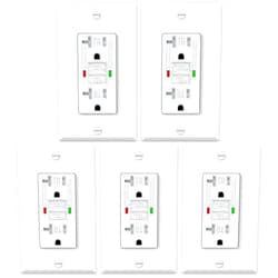 ELECTECK GFCI Outlets 20 Amp, Tamper Resistant (TR), Self-Test GFI Receptacles with LED Indicator, Ground Fault Circuit Interrupter, Decor Wallplate Included, UL Listed, White, 5 Pack