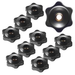 HouseUp 12 Pcs Star knobs, 1/4 20 knob 6 Star Knobs 1/4 Inch 20 Female Threaded Hexagon Head Thru Knob Clamping Knobs Jig Knobs T Knob