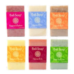Bali Soap - Feminine Collection Natural Soap Bar Gift Set, 6 pc Variety Pack, Bergamot-Gardenia, Jasmine-Mint, Lotus-Neroli, Chamomile-Moringa, Tuberose-Lily, Greentea-Lime 3.5 Oz each