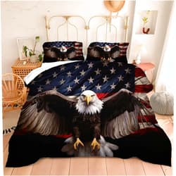 Motorax American Flag Comforter Sets King Size Bald Eagle Soft Microfiber Quilt Bedding Sets for Boys, King - 1 Comforter + 2 Pillowcases