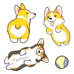SMJ Designs Corgi Set Sticker Vinyl Waterproof Sticker Decal Car Laptop Wall Window Bumper Sticker 5