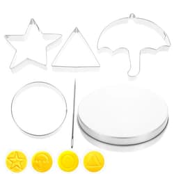 ABOOFAN Korean Sugar Candy Making Tools 6pcs Stainless Steel Cookie Cutters Biscuits Molds Umbrella Triangle Star Round Baking Cake Molds for Christmas Party Favor