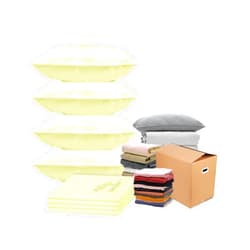 Swicars Fabric Jumbo Vacuum Storage Bags Space Saver Seal Bags for Clothing, Blankets, Comforters, Moving, Traveling，4 Pack (Apricot)