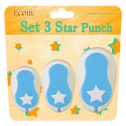 ECOHU Set 3 Star Paper Punch 0.3'' / 0.63'' / 1'', Scrapbooking Hole Punches Crafting, Design for Office Supplies, Card Making, DIY Photo Album.