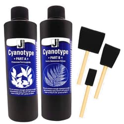 Positive Art Jacquard Cyanotype kit Sensitizer Set of 2 ,Cyanotype Chemicals for Photographic Blueprints on Paper and Fabric & More ,with Positive Art & 3 Foam Sponge Brushes