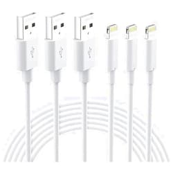 Nikolable Lightning Cable MFi Certified - iPhone Charger 3Pack 6FT Lightning to USB A Charging Cable Cord Compatible with iPhone 14 13 12 Mini Pro Max SE 11 Xs Max XR X 8 7 6 Plus 5S iPad Pro Airpods - White