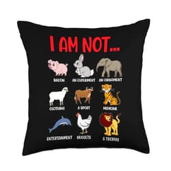 Animal Lives Matter Animals Graphic Tee Design Abuse Awareness I am Not. Animal Rights Activist Throw Pillow, 18x18, Multicolor