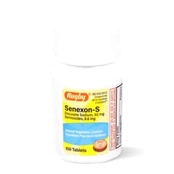 RUGBY LABORATORIES Rugby Senexon-S - Natural Vegetable Laxative Ingredient Plus Stool Softener, Constipation Relief - Docusate Sodium 50mg, Sennosides 8.6mg - 100 Tablets (1-Pack)