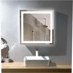 DECORAPORT 36x 36 Inch LED Bathroom Backlit Mirror, Dimmable Lighted Bathroom Vanity Mirror with Touch Button, Mounted Anti-Fog Makeup Mirror for Wall (Vertical/Horizontal)