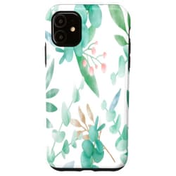 Ti Eucalyptus Watercolor Floral Blossoms Co. iPhone 11 Eucalyptus green blossom watercolor floral branches leaves Case
