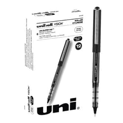 Uni-Ball Uniball Vision Rollerball Pen - 12 Pack, Black Pens, 0.5mm Micro Tip Size - Smooth Writing Japanese Pens, School Supplies