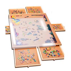 PlayVibe 1500 Piece Puzzle Board with Drawers and Cover - Jigsaw Solve Station - Portable Puzzle Table with Drawers, Tray & Accessories - Raised Edges, Outdoor Fun, Patio & Travel, Easter Gift Idea