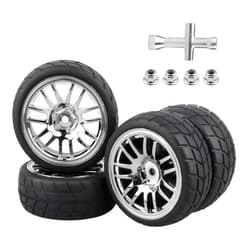 CrazyHobby PreGlued On Road Tires and Wheels Chrome-Plated for 1/10 Traxxas 4-Tec 2.0 BL-2s VXL Chassis Tamiya TT02 Kyosho Fazer Mk2 HPI HPS Touring Racing Cars