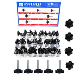 ZHUHUI Hex Shaped Star Knob Hand Tightening Screw Clamping Plastic Head Bolt Assortment Kit M6