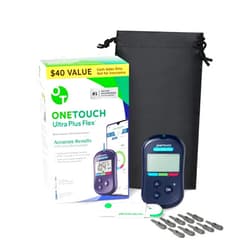 OneTouch Ultra Plus Flex Bonus Kit - Includes Ultra Plus Flex Blood Glucose Meter, 10 Lancets, Lancing Device & Carrying Pouch - Diabetes Care Supplies