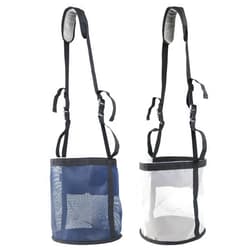 Kaulhp 2PCS Horse Feed Bag，Heavy Duty Nylon Mesh Grain Feed Bag with Adjustable Strap,Horse Muzzle Feed Bag with Comfort Neck Pad and Nose Pad… (Dark Blue + Light Grey)