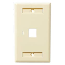 NavePoint Keystone Jack Wall Plate 1-Port, Low Profile, Single Gang, Ivory, 10-Pack