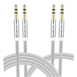 AuxLink 3.5mm Audio Cable 2 Pack[4ft+8ft], Aux Cord Male to Male Nylon Braided, Hi-Fi Sound Auxiliary Cable for Car, Headphones, iPhone, Home Stereos, Speakers, Tablets