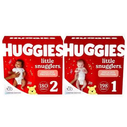 HUGGIES Baby Diapers Size 1, 198 Ct & Diapers Size 2, 180 Ct, Huggies Little Snugglers