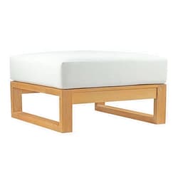 Modway Upland Teak Wood Outdoor Patio Ottoman with Cushions in Natural White