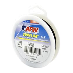 AFW American Fishing Wire Surflon Nylon Coated 1x7 Stainless Steel Leader Wire - Fishing Leader Line for Saltwater, 10lb Test - 250lb Test in Bright, Black, Camo in 30ft, 100ft, 300ft and 1,000ft Lengths