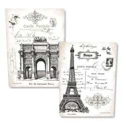 Gango Home Decor Beautiful Vintage Paris France Landmarks, Arc de Triomphe du Carrousel and Eiffel Tower; Two 11 x 14 Prints