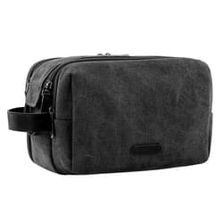 BAGSMART Toiletry Bag for Men, Canvas Travel Toiletry Organizer Dopp Kit Water-resistant Shaving Bag for Toiletries Accessories,Black-Medium