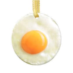 EDOQO Bacon and Eggs Christmas Ornament 2022, Food Ornament Christmas Food Tree Decoration for Christmas Tree - Ceramic Double Side Printed