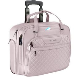 EMPSIGN Rolling Laptop Bag Women with Wheels, Rolling Briefcase for Women Fits Up to 15.6 Inch Laptop Briefcase on Wheels, Water-Repellent Overnight Rolling Computer Bag with RFID Pockets, Grey Pink