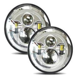 UNI-SHINE 2pcs Projector 7 Inch LED Headlight Hi/Lo Beam Chrome DOT Approved 7’’ Round H6024 LED Headlight Compatible with Jeep Wrangler JK CJ TJ Compatible with Miata Compatible with Chevy SC2
