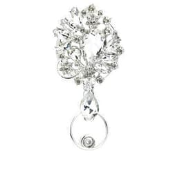 Ascrafter Metal Badge Luxury Rhinestones Retractable Badge Holder with Keychain, Bling Badge Reel, Sparkling Crystal Name Badge Clip for Women