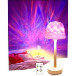 CHLORANTHUS Ocean Wave Cordless Projector Light, RGB Color Changing Table Lamp, Portable Battery Night Light LED Aurora Projector with Remote Control for Bedroom Living Room Game Party Atmosphere Lights