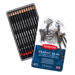 Derwent Graphic Drawing Pencils, Medium, Metal Tin, 12 Count (34214)