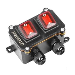 QTEATAK Inline Cord Switch Outdoor Switch DPST AC/DC 20A-125V, 16A-250V, 30A-24V, 35A-12V IP66 Red Double Switch Single Side Double Hole Waterproof Switch Box