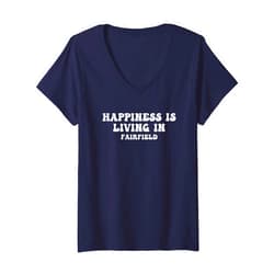 I Love My US Cities Tees & Gifts Happiness Is Living In Fairfield V-Neck T-Shirt