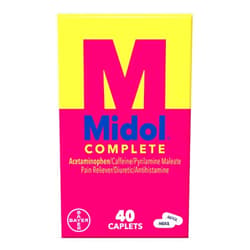 Midol Complete Menstrual Pain Relief Caplets, 40 Count - Provides Cramp, Headache, and Bloating Relief