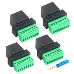 WMYCONGCONG 4 PCS RJ45 Screw Terminal Adaptor Connector RJ45 8P8C Female Jack to 8 Pin Screw Terminal Connector for Cat7 Cat6 Cat5 Cat5e Ethernet Extender CCTV Digital DVR Network Adapter
