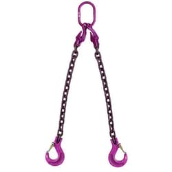 US Cargo Control 9/32 Inch x 5 Foot Adjustable 2-Leg Chain Sling with Sling Hook Grade 100 Alloy Steel Overhead Lifting Sling for Large and Heavy Cargo