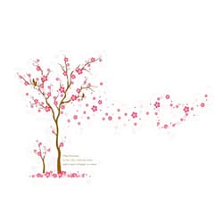 fashionbeautybuy Plum Blossom Flower Tree English Letter Wall Sticker Decal Home Decor PVC Murals Wallpaper House Art Picture Living Room Adult Senior Teen Kids Baby Bedroom Decoration