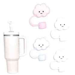 COCGVEL 4 Pack for Stanley 30&40 Oz Tumbler, 10mm Cloud Shape Straw Covers Cap, Cute Silicone Cloud Straw Covers, Straw Protectors, Soft Silicone Cloud Shape Straw Lid for 10mm Straws (COCGVEL23)