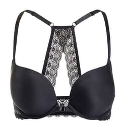 DOBREVA Women's Push Up Bra Racerback Front Closure Bras Plunge Underwire Tshirt Padded Lace