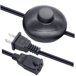 Twidec/Foot Switch Floor Black Foot Pedal Push Switch Round Inline Lamp Light On-Off Control Foot Switch 3A 125VAC with 5.9FT 16AWG 2-Prong Polarized Extension Cord N-012-1.8MX