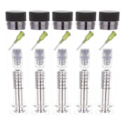OLYCRAFT 5 Sets Reusable Glass Syringe 1ml Glass Luer Pets Syringe with Luer Locks & Blunt Tips Reusable Glass Dispensing Syringes for Industry or Labtoratory Liquids or Pet Feeding - Silver