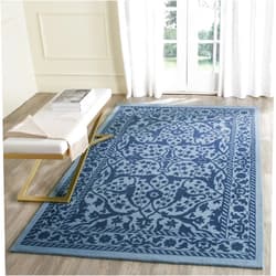 SAFAVIEH Restoration Vintage Collection Accent Rug - 2' x 3', Blue & Dark Blue, Handmade Distressed Wool, Ideal for High Traffic Areas in Entryway, Living Room, Bedroom (RVT102E)