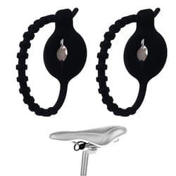 IZi Way AirTag Bike Mount Holder Hidden Under Seat, Waterproof Silicone Zipper Pull Loop Attachment Case for Airtags, Easy Attach to Road Mountain Bicycle/Motorcycle Reflector, Black, 2 Pack